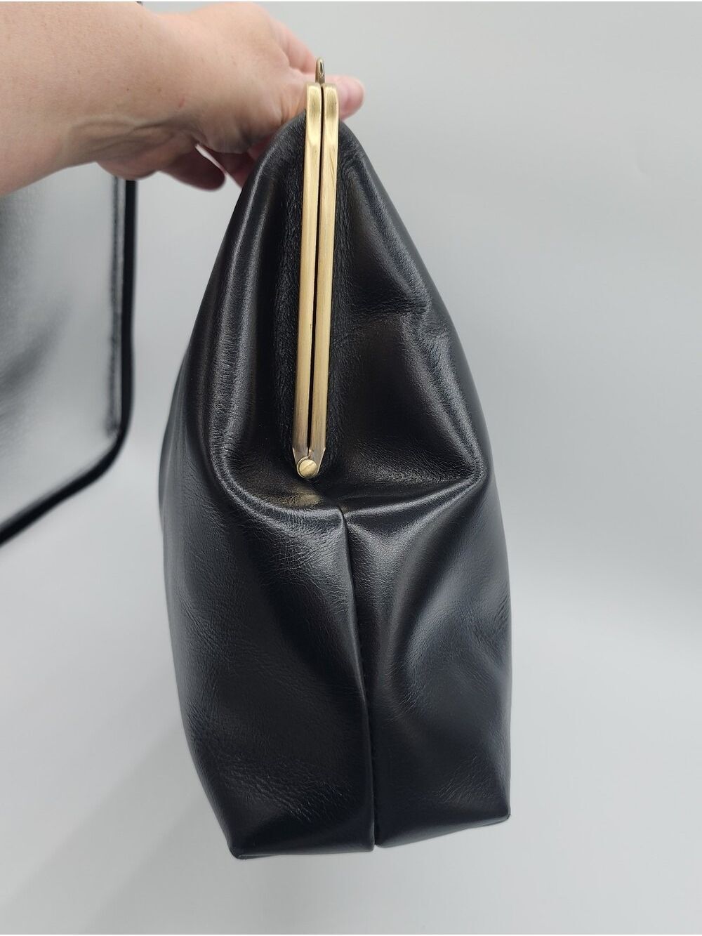 Black Leather Frame Bag #2950 - Picture 7 of 17